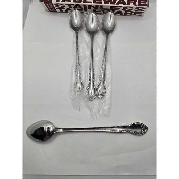 Columbia Stainless Steel Japan Flatware Beaded BNIB set of 4 - Picture 5 of 9